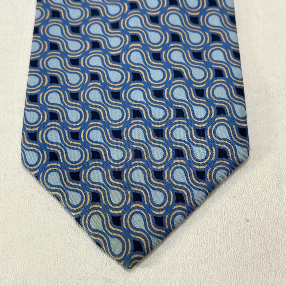 Structure Tie Mens 58 in Silk Blue Tones Diagonal Infinity Wide